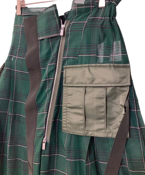 sacai（サカイ）sacai (サカイ) カーゴポケットタータンチェックスカート グリーン サイズ:1の古着・服飾アイテム