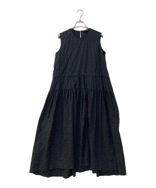 DRAWER（ドゥロワー）Drawer (ドゥロワー) ペイズリージャガードノースリーブワンピース ネイビー サイズ:FREEの古着・服飾アイテム