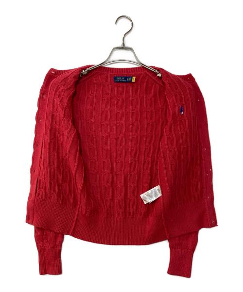 POLO RALPH LAUREN（ポロ・ラルフローレン）POLO RALPH LAUREN (ポロ・ラルフローレン) ケーブルカーディガン ピンク サイズ:XSの古着・服飾アイテム