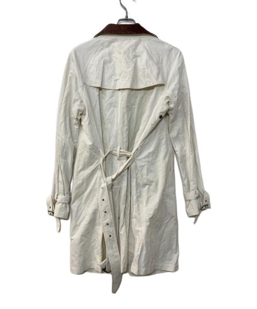 GIORGIO ARMANI（ジョルジョアルマーニ）GIORGIO ARMANI (ジョルジョアルマーニ) レザー切替 トレンチコート ホワイト×ブラウン サイズ:48の古着・服飾アイテム