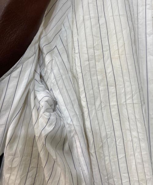 GIORGIO ARMANI（ジョルジョアルマーニ）GIORGIO ARMANI (ジョルジョアルマーニ) レザー切替 トレンチコート ホワイト×ブラウン サイズ:48の古着・服飾アイテム