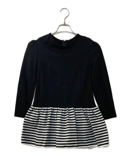 BORDERS at BALCONY（ボーダーズアットバルコニー）BORDERS AT BALCONY (ボーダーズアットバルコニー) PEPLUM LONG SLEEVE TEE ブラック サイズ:38の古着・服飾アイテム