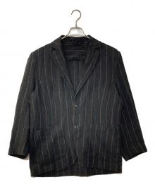 LARDINI（ラルディーニ）の古着「リネン ストライプ2Bジャケット」｜ブラック×ベージュ