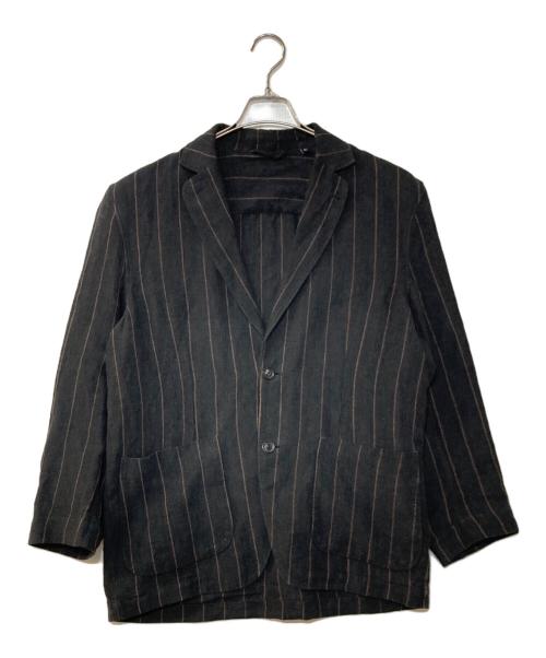 LARDINI（ラルディーニ）LARDINI (ラルディーニ) リネン ストライプ2Bジャケット ブラック×ベージュ サイズ:XLの古着・服飾アイテム