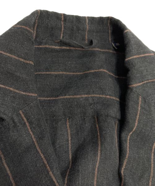 LARDINI（ラルディーニ）LARDINI (ラルディーニ) リネン ストライプ2Bジャケット ブラック×ベージュ サイズ:XLの古着・服飾アイテム