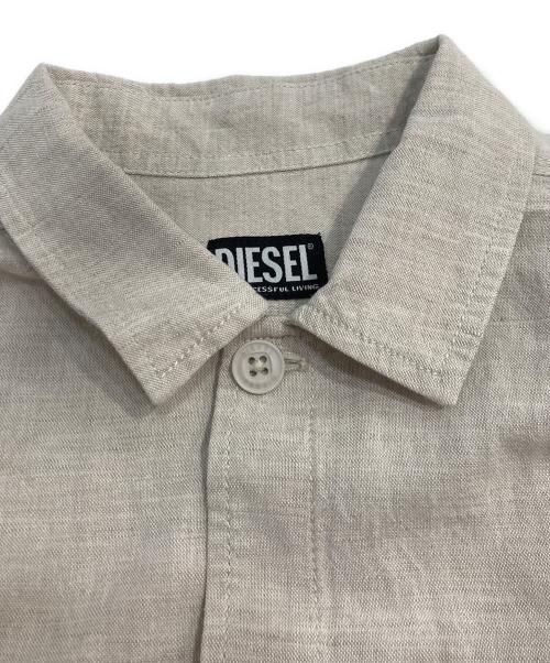 DIESEL（ディーゼル）DIESEL (ディーゼル) ロゴワークリネンシャツ ベージュ サイズ:Lの古着・服飾アイテム