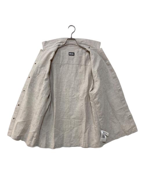 DIESEL（ディーゼル）DIESEL (ディーゼル) ロゴワークリネンシャツ ベージュ サイズ:Lの古着・服飾アイテム