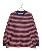 DAIWA PIER39ダイワ ピア39）の古着「TECH DRAWSTRING MULTI BORDER L/S TEE ドローストリングロングTシャツ」｜レッド
