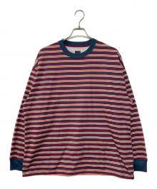 DAIWA PIER39（ダイワ ピア39）の古着「TECH DRAWSTRING MULTI BORDER L/S TEE ドローストリングロングTシャツ」｜レッド