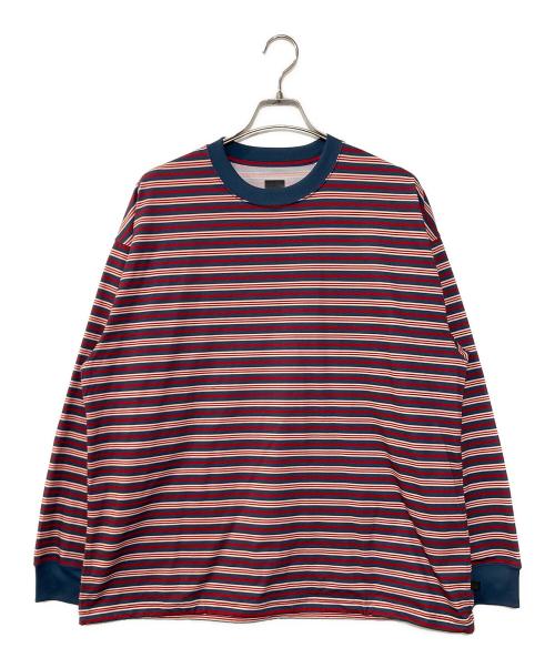 DAIWA PIER39（ダイワ ピア39）DAIWA PIER39 (ダイワ ピア39) TECH DRAWSTRING MULTI BORDER L/S TEE ドローストリングロングTシャツ レッド サイズ:Lの古着・服飾アイテム