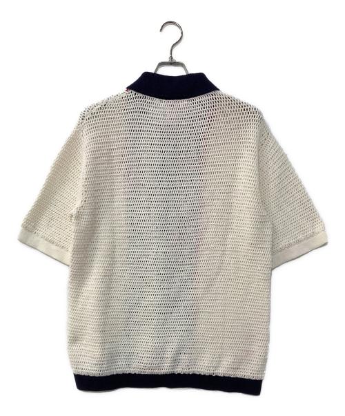 CABAN（キャバン）CABAN (キャバン) コットンナイロン ハンドクロシェポロカーディガン ホワイト サイズ:Mの古着・服飾アイテム