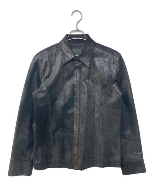 A.A.R（アール）A.A.R (アール) レザーシャツ ブラック サイズ:Mの古着・服飾アイテム