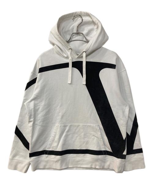 VALENTINO（ヴァレンティノ）VALENTINO (ヴァレンティノ) Vロゴオーバーサイズフーディ ホワイト サイズ:Sの古着・服飾アイテム