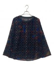 TUITACI（ツイタチ）の古着「Vintage Lace Velvet Pullover プルオーバーシャツ」｜ブラック