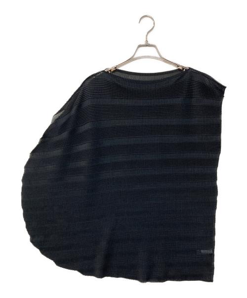 ISSEY MIYAKE me（イッセイ ミヤケ ミー）ISSEY MIYAKE me (イッセイ ミヤケ ミー) アシンメトリープリーツトップス ブラック サイズ:記載なしの古着・服飾アイテム