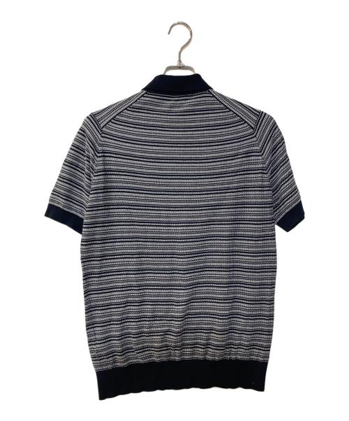 JOHN SMEDLEY（ジョンスメドレー）JOHN SMEDLEY (ジョンスメドレー) 織ボーダーニットポロシャツ ネイビー サイズ:Lの古着・服飾アイテム