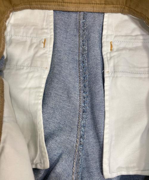 MISTERGENTLEMAN（ミスタージェントルマン）MISTERGENTLEMAN (ミスタージェントルマン) DENIM MIX DOUBLE WAIST TROUSERS デニムミックス ダブルウエスト トラウザーズ ブラウン サイズ:Mの古着・服飾アイテム