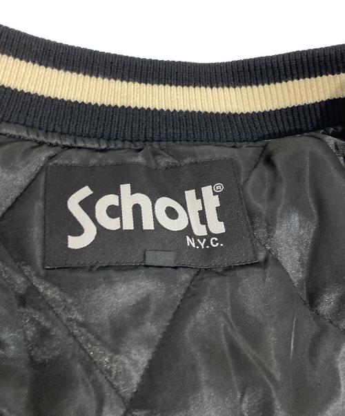 Schott（ショット）Schott (ショット) スター刺繍サテンスカジャン ブラック サイズ:Mの古着・服飾アイテム