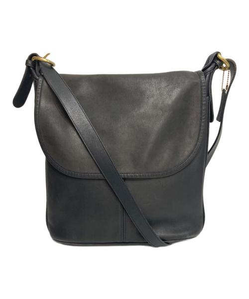 COACH（コーチ）COACH (コーチ) フラップレザーショルダーバッグ ネイビーの古着・服飾アイテム