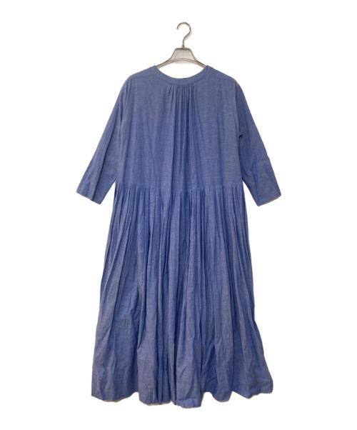Curensology（カレンソロジー）Curensology (カレンソロジー) コットンリネンパフスリーブワンピース スカイブルー サイズ:Fの古着・服飾アイテム