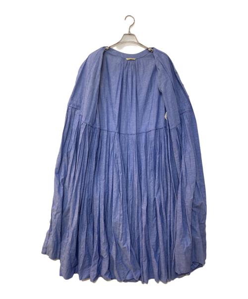Curensology（カレンソロジー）Curensology (カレンソロジー) コットンリネンパフスリーブワンピース スカイブルー サイズ:Fの古着・服飾アイテム