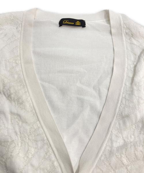 DRAWER（ドゥロワー）Drawer (ドゥロワー) フラワー ニットカーディガン ホワイト サイズ:なしの古着・服飾アイテム
