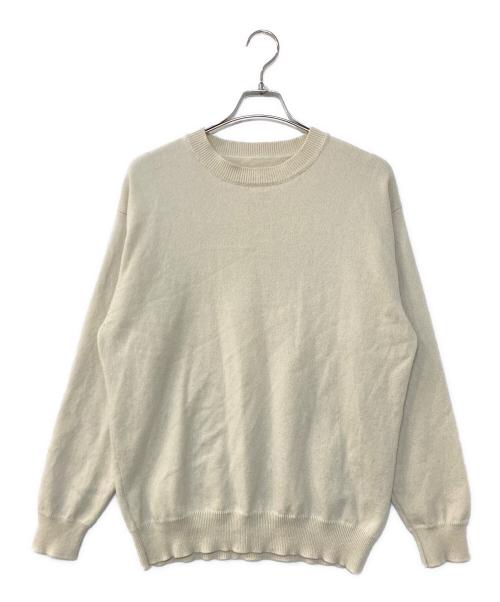 YONETOMI NEW BAISC（ヨネトミニューベーシック）YONETOMI NEW BAISC (ヨネトミニューベーシック) RIGID CASHMERE SWEATER リジッドカシミヤセーター アイボリー サイズ:3の古着・服飾アイテム