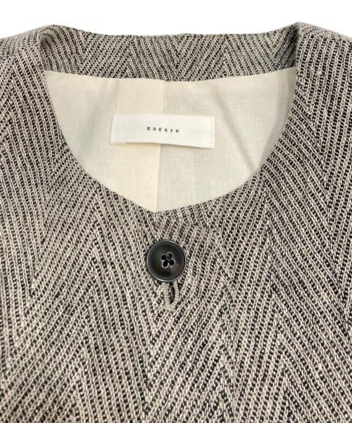 KAGURE（カグレ）KAGURE (カグレ) リネンヘリンボンノーカラージャケット グレー サイズ:Freeの古着・服飾アイテム