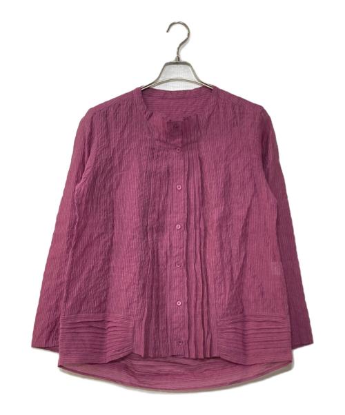 HaaT（ハート）Haat (ハート) シアサッカーストライプピンタックトップス パープル サイズ:3の古着・服飾アイテム