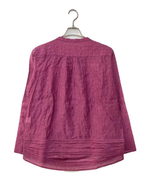HaaT（ハート）Haat (ハート) シアサッカーストライプピンタックトップス パープル サイズ:3の古着・服飾アイテム