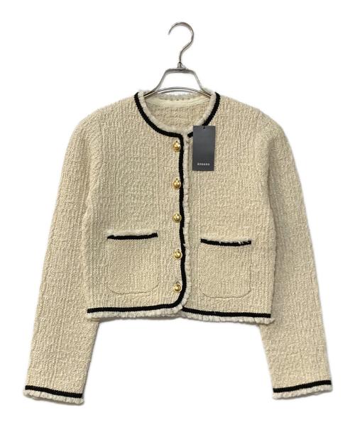 anuans（アニュアンス）anuans (アニュアンス) クラシカルノーカラーニットジャケット アイボリー サイズ:1 未使用品の古着・服飾アイテム