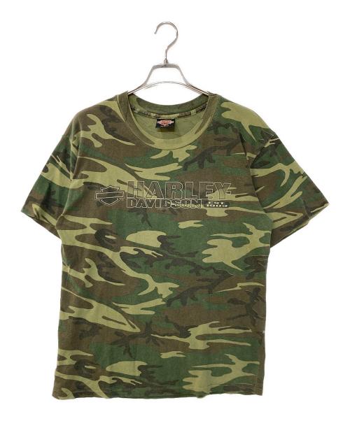 HARLEY-DAVIDSON（ハーレーダビッドソン）HARLEY-DAVIDSON (ハーレーダビッドソン) ロゴプリントカモ柄Tシャツ グリーン サイズ:Lの古着・服飾アイテム