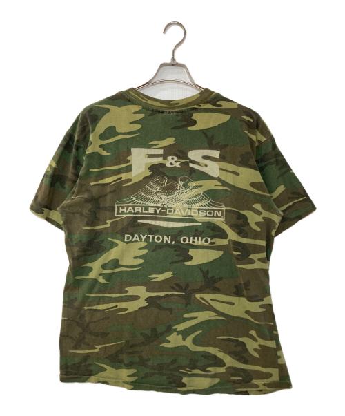 HARLEY-DAVIDSON（ハーレーダビッドソン）HARLEY-DAVIDSON (ハーレーダビッドソン) ロゴプリントカモ柄Tシャツ グリーン サイズ:Lの古着・服飾アイテム