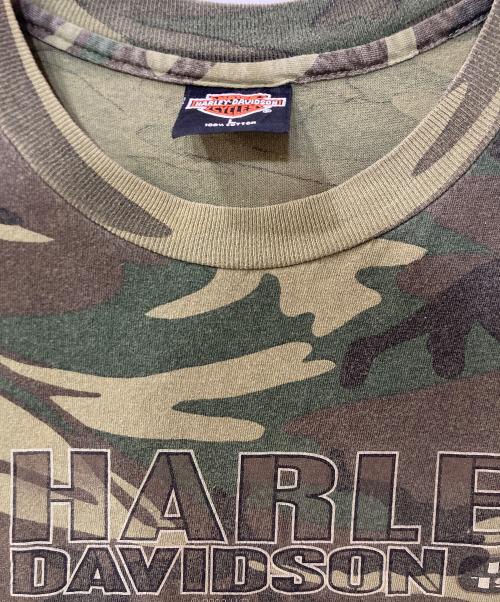 HARLEY-DAVIDSON（ハーレーダビッドソン）HARLEY-DAVIDSON (ハーレーダビッドソン) ロゴプリントカモ柄Tシャツ グリーン サイズ:Lの古着・服飾アイテム