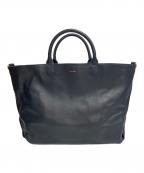 CELERIセルリ）の古着「TOTE BAG レザー＆キャンバス リバーシブルトートバッグ」｜ネイビー×ホワイト