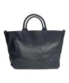 CELERI（セルリ）の古着「TOTE BAG レザー＆キャンバス リバーシブルトートバッグ」｜ネイビー×ホワイト