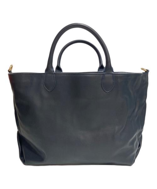 CELERI（セルリ）CELERI (セルリ) TOTE BAG レザー＆キャンバス リバーシブルトートバッグ ネイビー×ホワイトの古着・服飾アイテム