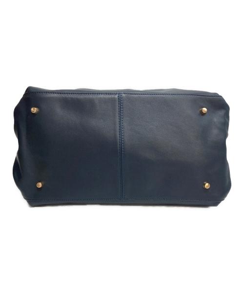 CELERI（セルリ）CELERI (セルリ) TOTE BAG レザー＆キャンバス リバーシブルトートバッグ ネイビー×ホワイトの古着・服飾アイテム