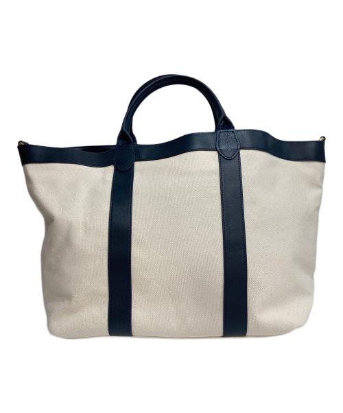 CELERI（セルリ）CELERI (セルリ) TOTE BAG レザー＆キャンバス リバーシブルトートバッグ ネイビー×ホワイトの古着・服飾アイテム