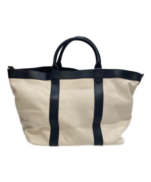 CELERI（セルリ）CELERI (セルリ) TOTE BAG レザー＆キャンバス リバーシブルトートバッグ ネイビー×ホワイトの古着・服飾アイテム