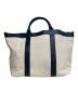 中古・古着 CELERI (セルリ) TOTE BAG レザー＆キャンバス リバーシブルトートバッグ ネイビー×ホワイト：13000円