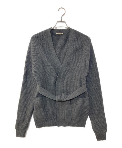AURALEE（オーラリー）AURALEE (オーラリー) MILLED FRENCH MERINO RIB KNIT CARDIGAN カーディガン グレー サイズ:1の古着・服飾アイテム