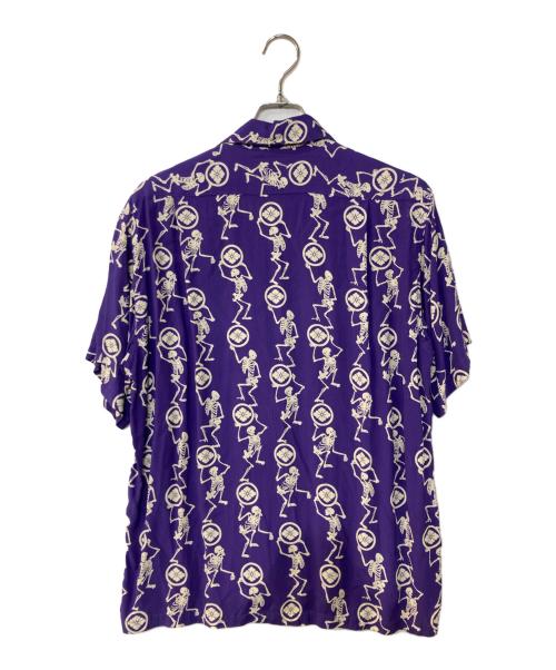 EVISU（エヴィス）EVISU (エヴィス) 骸骨柄アロハシャツ パープル サイズ:40の古着・服飾アイテム