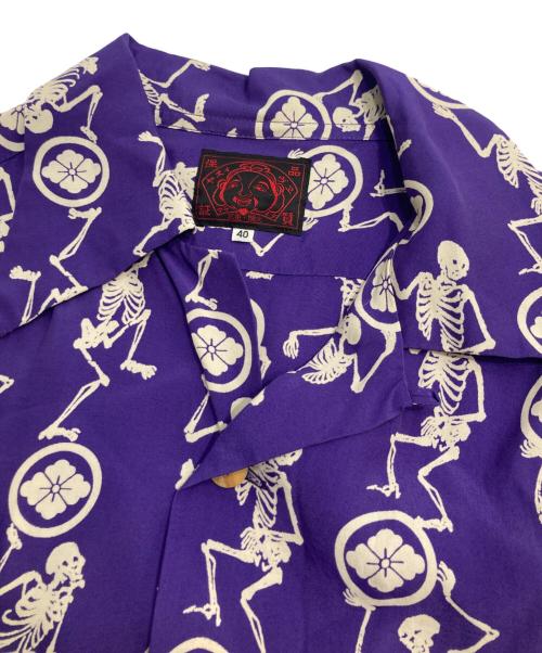 EVISU（エヴィス）EVISU (エヴィス) 骸骨柄アロハシャツ パープル サイズ:40の古着・服飾アイテム