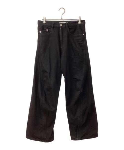 NVRFRGT（ネヴァーフォーゲット）NVRFRGT (ネヴァーフォーゲット) 3D TWISTED WIDE LEG JEANS 3D ツイステッド ワイド レッグ ジーンズ デニム パンツ ブラック サイズ:2の古着・服飾アイテム