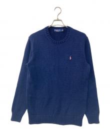 RALPH LAUREN（ラルフローレン）の古着「ロゴクルーネックニット」｜ネイビー