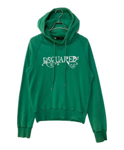 DSQUARED2（ディースクエアード）DSQUARED2 (ディースクエアード) ロゴプリントパーカー グリーン サイズ:Mの古着・服飾アイテム