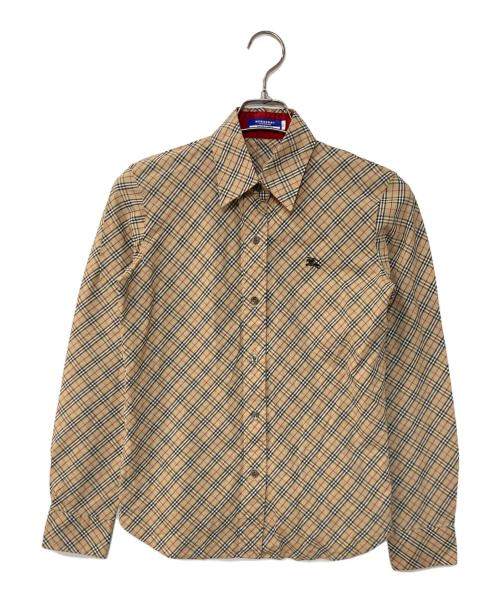 BURBERRY BLUE LABEL（バーバリー ブルー レーベル）BURBERRY BLUE LABEL (バーバリー ブルー レーベル) ホースロゴチェックシャツ ベージュ サイズ:38の古着・服飾アイテム