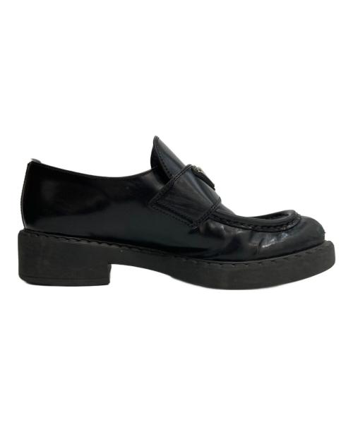 PRADA（プラダ）PRADA (プラダ) チョコレートブラッシュドレザーロ-ファー ブラック サイズ:37 1/2の古着・服飾アイテム