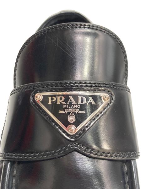 PRADA（プラダ）PRADA (プラダ) チョコレートブラッシュドレザーロ-ファー ブラック サイズ:37 1/2の古着・服飾アイテム